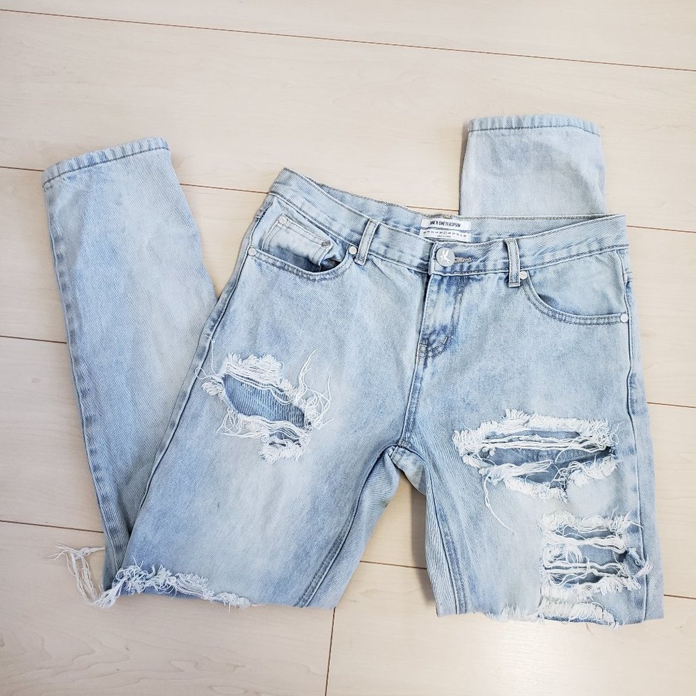 One Teaspoon Light Wash Destroyed Trashed Denim Jeans Sz 27